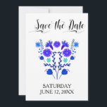 Quinceanera Royal Blue and Lila Mexican Blommigt Spara Datumet<br><div class="desc">Den mexikanska Blommigten Spara datum för Quinceanera firande. Den här söten har konstblommor i royalets blå nyans och lila med ett vattenmynta. Spara datum, Quinceañera och kvinens namn är skrivna i elegantens skript. Mallen är inställd på redo så att du kan lägga till ditt speciella datum på framsidan och ditt...</div>