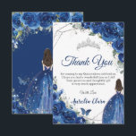 Quinceañera Royal Blue Blommigt Princess Birthday Tack Kort<br><div class="desc">Anpassa denna vackra quinceañera-tack som du kort med egen ordalydelse enkelt och snabbt,  tryck bara på anpassningsknappen för att ytterligare ordna om och formatera stil och placera texten. Matchande artiklar tillgängliga i arkivet! c) Lycklig Cat Studio</div>