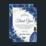 Quinceañera Royal Blue Blommigt Princess Birthday Tack Kort<br><div class="desc">Anpassa denna vackra quinceañera-tack som du kort med egen ordalydelse enkelt och snabbt,  tryck bara på anpassningsknappen för att ytterligare ordna om och formatera stil och placera texten. Matchande artiklar tillgängliga i arkivet! c) Lycklig Cat Studio</div>