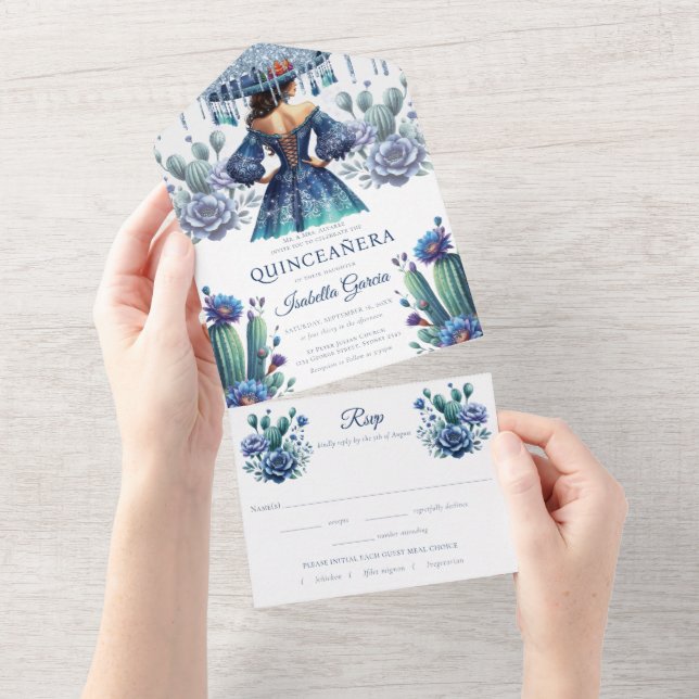 Quinceañera Royal Blue Mexican Stil osa (Avrivbar del)