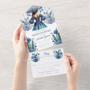 Quinceañera Royal Blue Mexican Stil osa