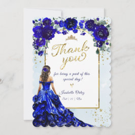 Quinceañera Royal Blue och Guld Tack Inbjudningar