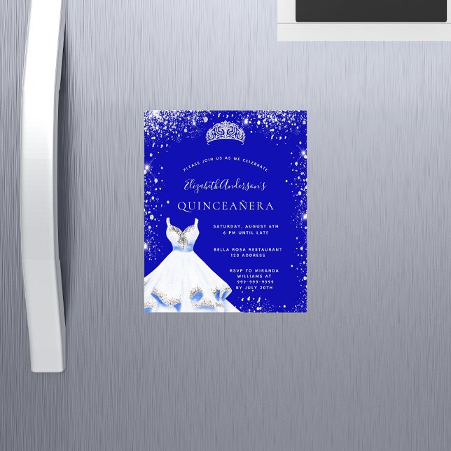Quinceanera royal blue silver dress budget flygblad (Skapare uppladdad)