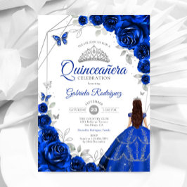 Quinceanera Royal Blue Silver Dress Inbjudningar