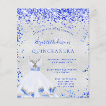 Quinceanera royal blue silver inbjudan