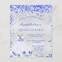Quinceanera royal blue silver inbjudan