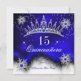 Quinceanera Royal Blue Snowflake 15:e födelsedagen Inbjudningar