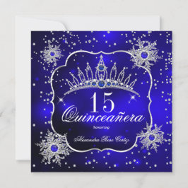 Quinceanera Royal Blue Snowflake Tiara 15 Party Inbjudningar