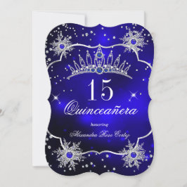 Quinceanera Royal Blue Snowflake Tiara 15 Party Inbjudningar