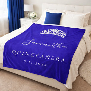 Quinceanera royal blue tiara krona namn fleecefilt