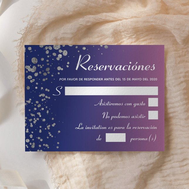Quinceanera Royal Rosa Silver Spanska reservatet Inbjudningar (Skapare uppladdad)