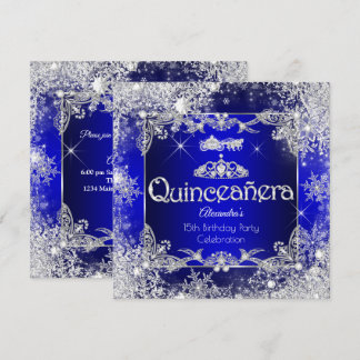 Quinceanera Royalblå Sagovärld Vinterundret Inbjudningar