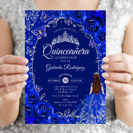 Quinceanera Royalblå Silver Inbjudningar