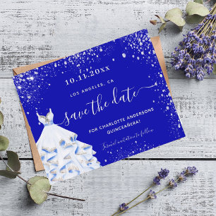 Quinceanera-royalets blå klänning spara datumkorte