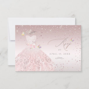 Quinceanera RSVP Drömmande rosé kjol  Inbjudningar
