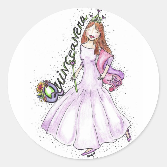 Quinceanera Runt Klistermärke (Framsida)
