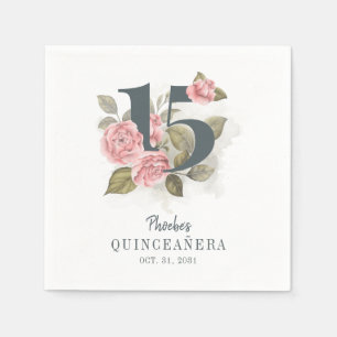 Quinceanera Rustic Blommigt 15:e födelsedagen Papp Pappersservett
