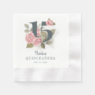 Quinceanera Rustic Blommigt 15:e födelsedagen Pappersservett