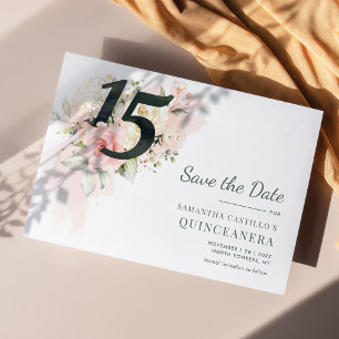 Quinceanera Rustic Blommigt 15:e födelsedagen Spara Datumet