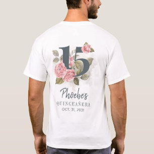 Quinceanera Rustic Blommigt 15:e födelsedagen T Shirt