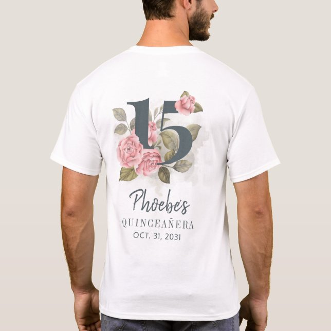 Quinceanera Rustic Blommigt 15:e födelsedagen T Shirt (Baksida)
