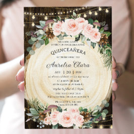 Quinceañera Rustic  Blommigt Enchanted Forest Inbjudningar