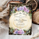 Quinceañera Rustic Lila Blommigt Enchanted Forest Spara Datumet<br><div class="desc">Om du anpassar den här snygga fantastiska skogarnas årstid sparar du datumkortet med din egen ordalydelse enkelt och snabbt,  bara trycker du på anpassningsknappen för att ytterligare ordna om och formatera stil och placera texten. Matchande artiklar tillgängliga i arkivet! c) Lycklig Cat Studio</div>