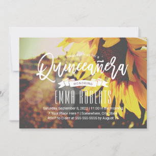 Quinceanera Rustic SunblomGirl 15 Birthday Inbjudningar