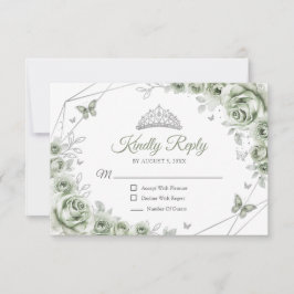 Quinceanera Sage Green Silver Floral Reply OSA Kort