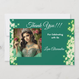 Quinceanera Sage Grönt Elegant Princess Photo Tack Kort