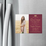Quinceañera Save the Date Photo Burgundy and Gold Magnetisk Inbjudningskort<br><div class="desc">Share the joyful news of an upcoming Quinceañera celebration with chic modern photo save the date magnetic invitations. The picture and all wording on this template are simple to personalize, and the magnetic backing makes them easy for family and friends to display. The colors and font styles can be easily...</div>