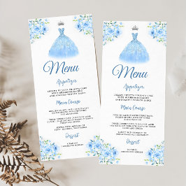 Quinceanera Silver Blue Blommigt Gown Meny