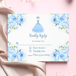 Quinceanera Silver Blue Blommigt Gown OSA Kort