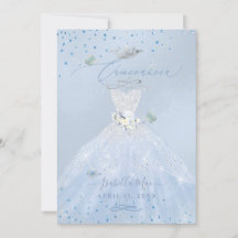 Quinceanera Silver Blue Glitter Gown