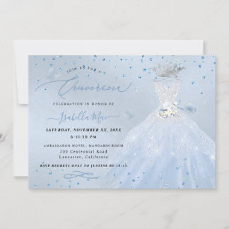 Quinceanera Silver Blue Quinceanera Dress Inbjudningar