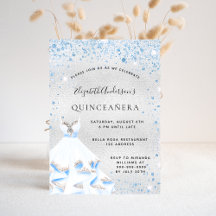 Quinceanera silver blue sparkles dress elegant