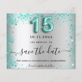 Quinceanera-silver-budgeten spara datumet flygblad