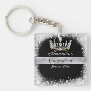 Quinceanera Silver Glitter Diamant Prinsessa Krona