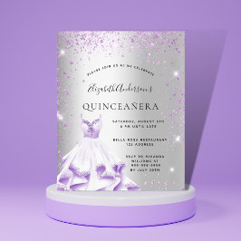 Quinceanera silver lila dress glitter