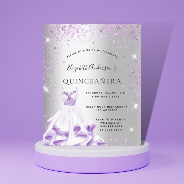 Quinceanera silver lila dress glitter (Skapare uppladdad)