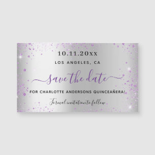 Quinceanera silver lila spara datum magneter