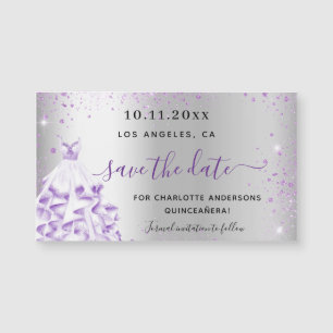 Quinceanera silver lila spara datum magneter