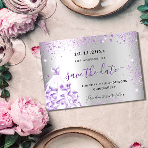Quinceanera silver lila sparkles spara datumet