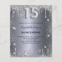 Quinceanera silver metall glitter