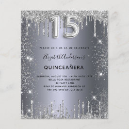 Quinceanera silver metall glitter