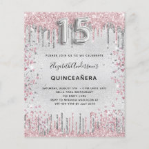 Quinceanera silver rosa glitter