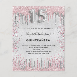 Quinceanera silver rosa glitter