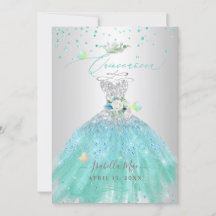 Quinceanera Silver Turcos Glitter Gown
