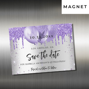 Quinceanera silver violet spara datum magneter