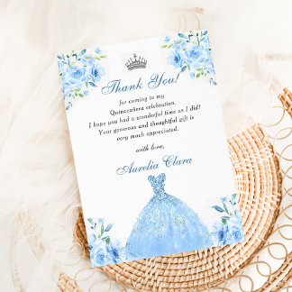 Quinceanera Silverblå Blommig Klänning Tacksamhets Inbjudningar
